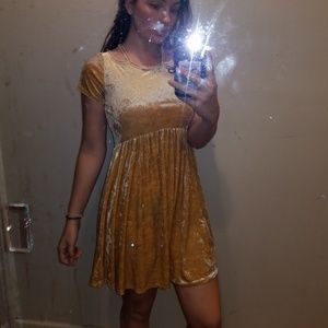 Yellow velvet dress